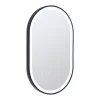 Miroir Simple|Vente-unique Miroir de salle de bain lumineux ovale anti buée avec contour noir - 60 x 90 cm - ALARICO