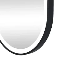 Miroir Simple|Vente-unique Miroir de salle de bain lumineux ovale anti buée avec contour noir - 60 x 90 cm - ALARICO