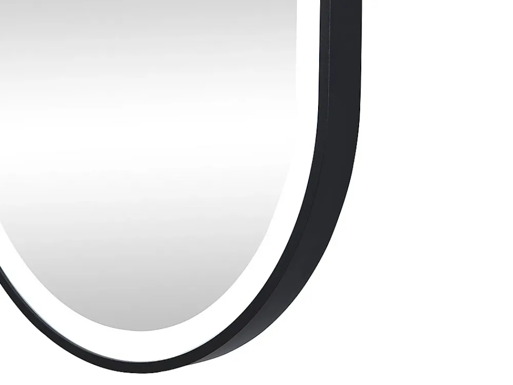 Miroir Simple|Vente-unique Miroir de salle de bain lumineux ovale anti buée avec contour noir - 60 x 90 cm - ALARICO