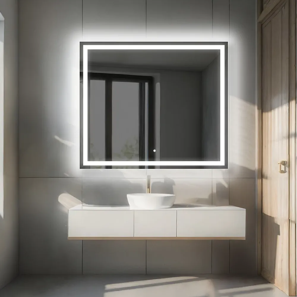 Artforma Miroir de Salle de Bain LED - Bella, 120x90 cm, LED Lumineux Miroir, Blanc Froid 7000K, Interrupteur Tactile