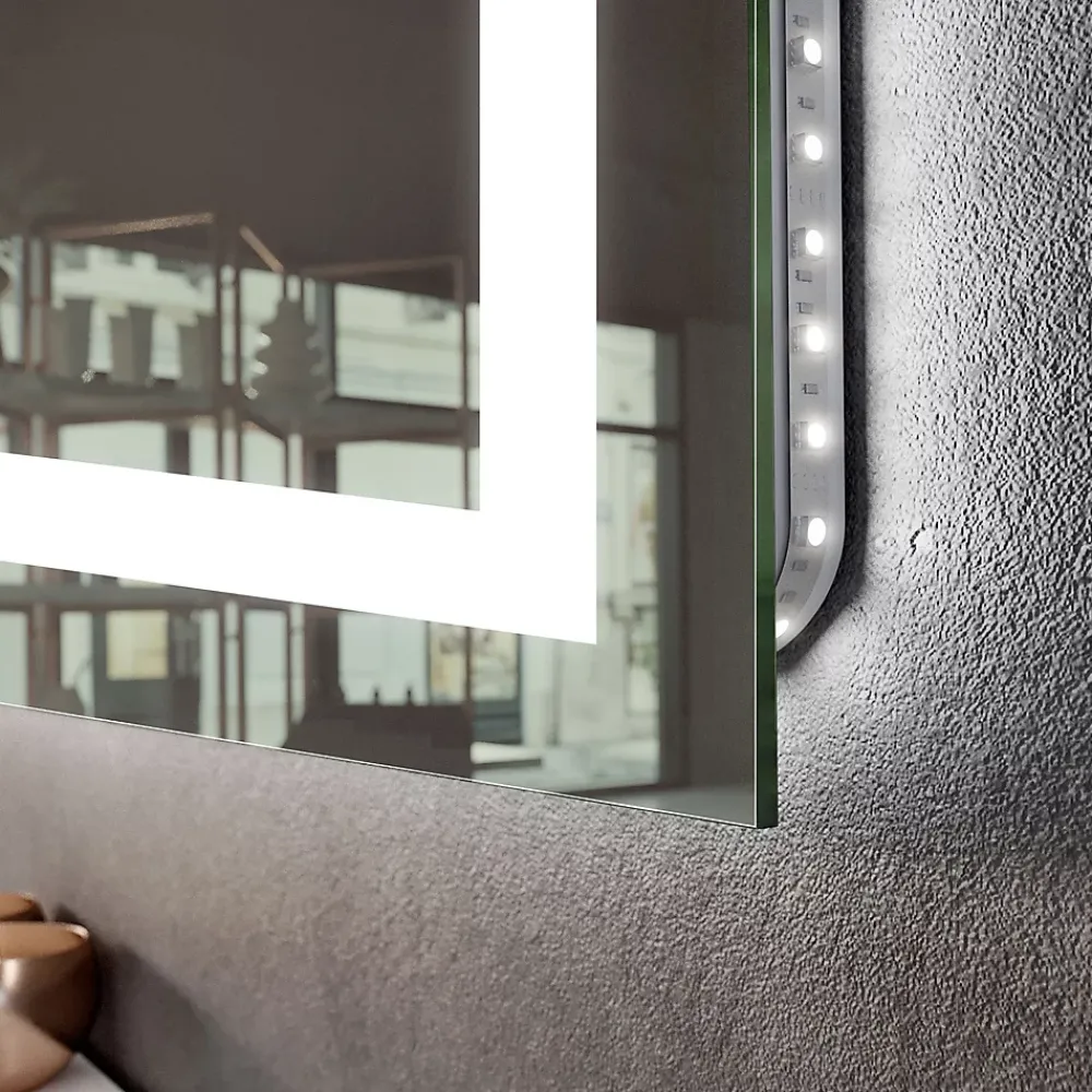 Artforma Miroir de Salle de Bain LED - Bella, 120x90 cm, LED Lumineux Miroir, Blanc Froid 7000K, Interrupteur Tactile