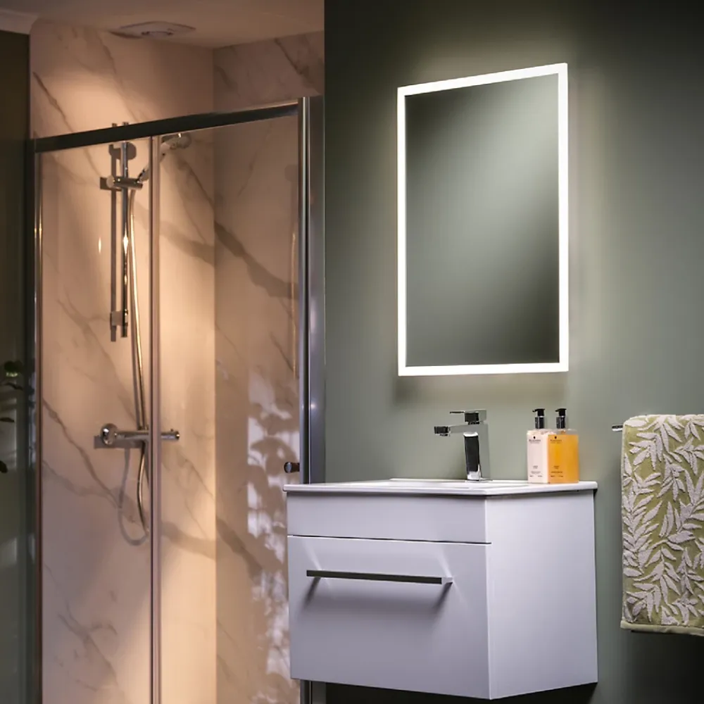 Sensio Miroir de salle de bain lumineux LED sur batterie rechargeable Verve rectangulaire H.70 x l.50 cm