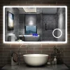 Miroir Lumineux|AICA Sanitaire Miroir de salle de bain led bluetooth, 140x80cm Anti-buée, 3x Loupe, 3 couleurs de lumière,