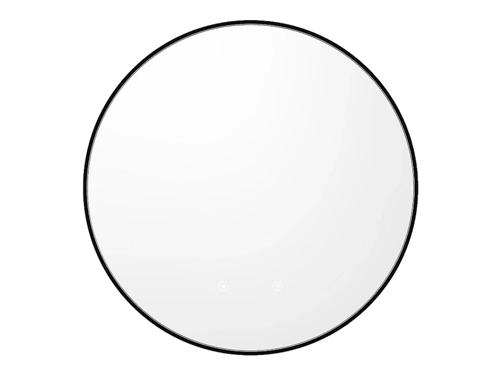 Vente-unique Miroir de salle de bain lumineux rond anti buée avec contour noir - D60 cm - PEONIA