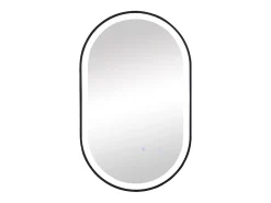 Vente-unique Miroir de salle de bain lumineux ovale anti buée avec contour noir - 50 x 80 cm - ALARICO