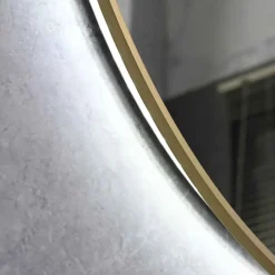 Luxury Bain Miroir de salle de bain LED 60cm rond anti buée avec cadre en aluminium doré, or LuxuryBain