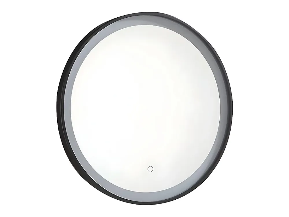 Vente-unique Miroir de salle de bain lumineux rond noir à Leds - D. 60 cm - NUMEA