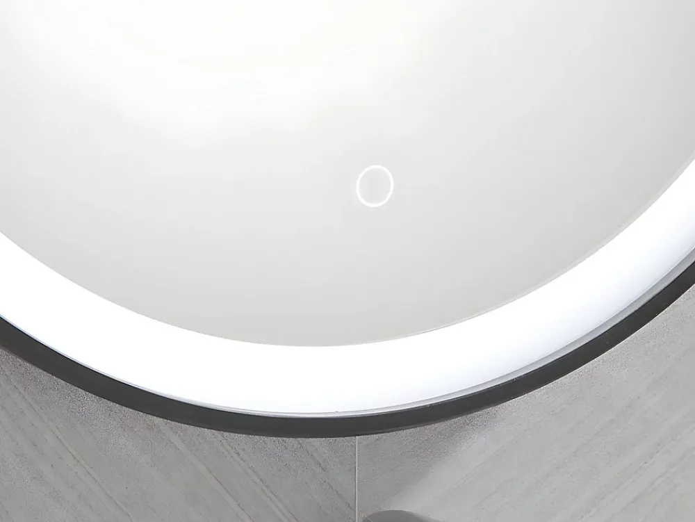 Vente-unique Miroir de salle de bain lumineux rond noir à Leds - D. 60 cm - NUMEA
