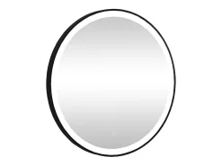 Miroir Simple|Vente-unique Miroir de salle de bain lumineux rond noir avec Leds - D. 80 cm - NUMEA