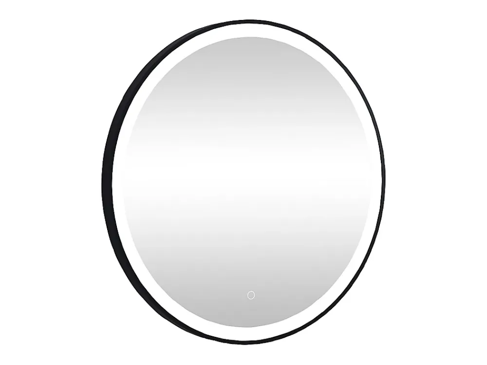 Miroir Simple|Vente-unique Miroir de salle de bain lumineux rond noir avec Leds - D. 80 cm - NUMEA