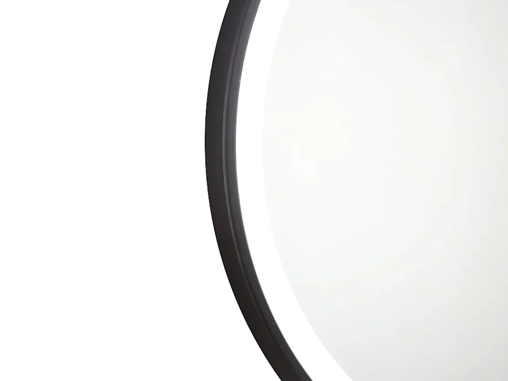 Miroir Simple|Vente-unique Miroir de salle de bain lumineux rond noir avec Leds - D. 80 cm - NUMEA