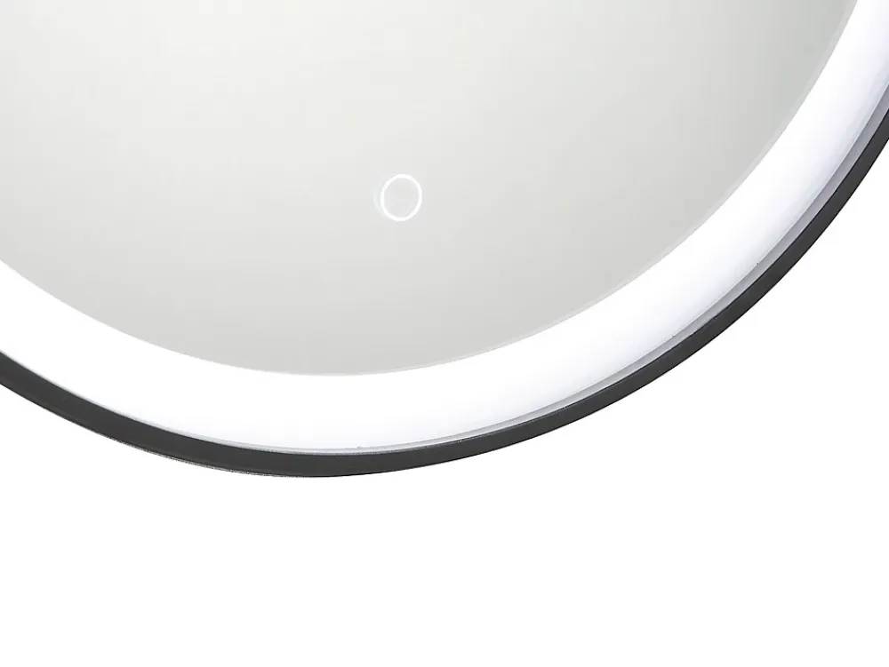 Miroir Simple|Vente-unique Miroir de salle de bain lumineux rond noir avec Leds - D. 80 cm - NUMEA