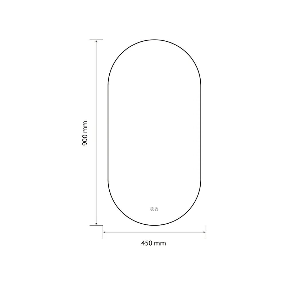 Luxury Bain Miroir de salle de bain LED 45x90cm ovale anti buée avec cadre en aluminium doré, or LuxuryBain
