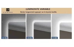 Luxury Bain Miroir de salle de bain LED 60x80cm à luminosité variable rectangulaire LuxuryBain