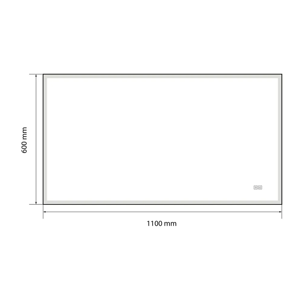 Luxury Bain Miroir de salle de bain LED 110x60cm anti buée, luminosité variable avec cadre en aluminium noir LuxuryBain