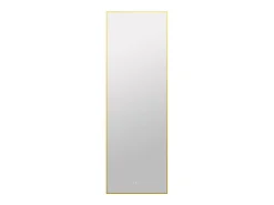 Miroir Simple|Vente-unique Miroir de salle de bain lumineux rectangulaire anti-buée avec bouton tactile - Contour doré - 50 x 150 cm - ORINELIA