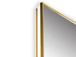 Miroir Simple|Vente-unique Miroir de salle de bain lumineux rectangulaire anti-buée avec bouton tactile - Contour doré - 50 x 150 cm - ORINELIA