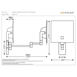 Miroir Grossissant|Sanindusa Miroir de salle de bain mural grossissant articulé Luxe lumineux chrome