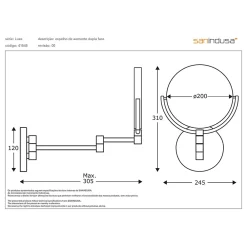 Sanindusa Miroir de salle de bain mural grossissant articulé Luxe latéral face chrome