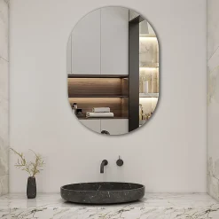 Miroir Simple|AICA Sanitaire Miroir de salle de bain ovale sans cadre 45x80 cm,