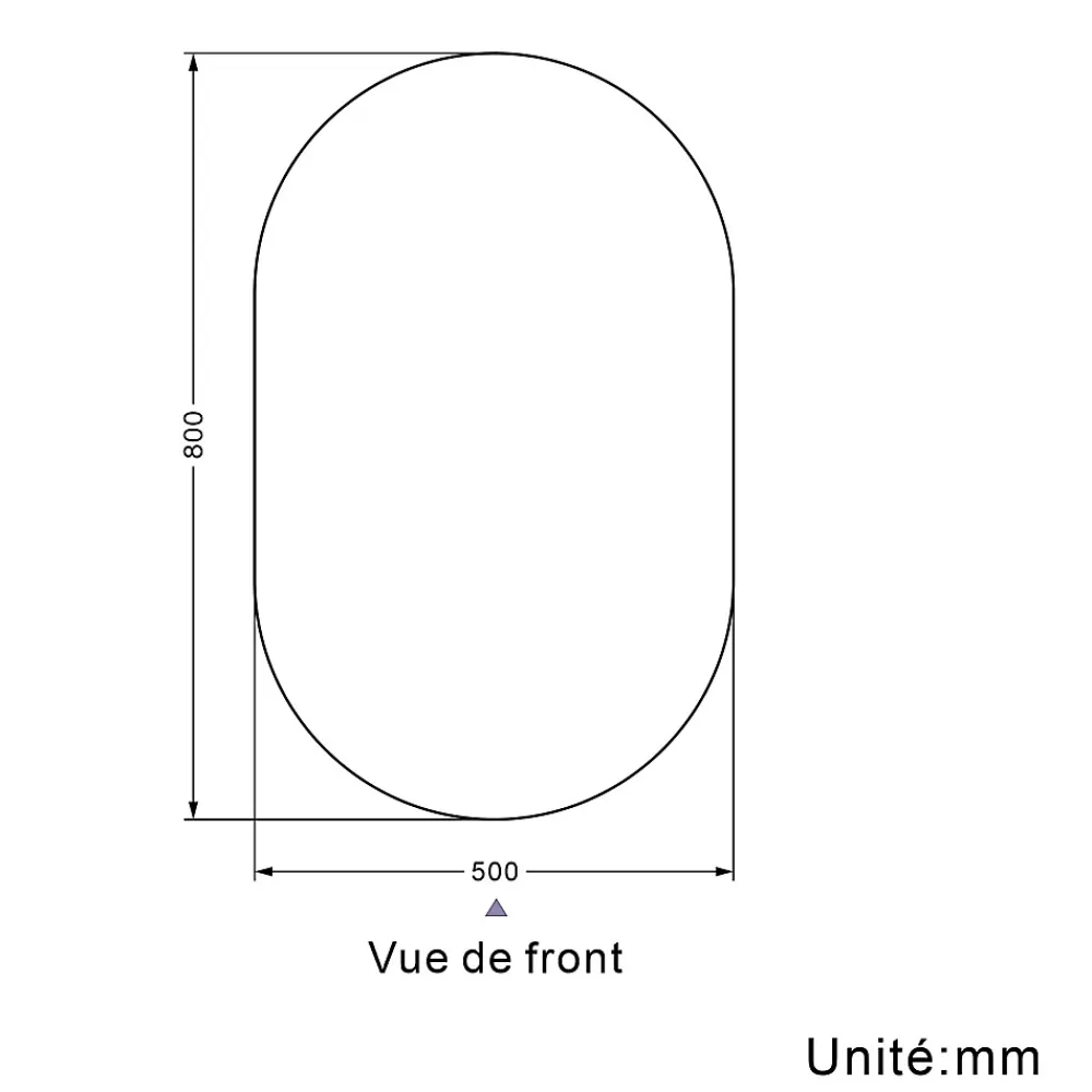 AICA Sanitaire Miroir de salle de bain ovale sans cadre 50x80 cm,