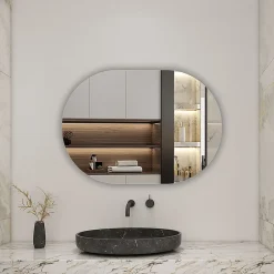 Miroir Simple|AICA Sanitaire Miroir de salle de bain ovale sans cadre 50x90 cm,