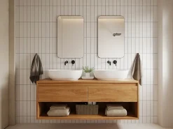 Vente-unique Miroir de salle de bain rectangle contour doré - 50 x 80 cm - DEMETRIA
