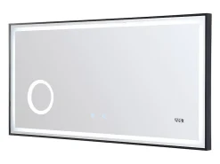 Vente-unique Miroir de salle de bain rectangulaire lumineux avec horloge digitale - Noir - 120 x 60 cm - AITANA