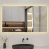 AICA Sanitaire Miroir de salle de bain rétro-éclairé sans cadre 80x60cm, Tricolore + Anti-buée + Mémoire + Dimmable,