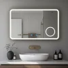 Miroir Grossissant Lumineux|Mon Beau bain Miroir de salle de bain 120x70cm avec horloge digitale et éclairage LED à couleur réglable (2700K/4600K/6500K)