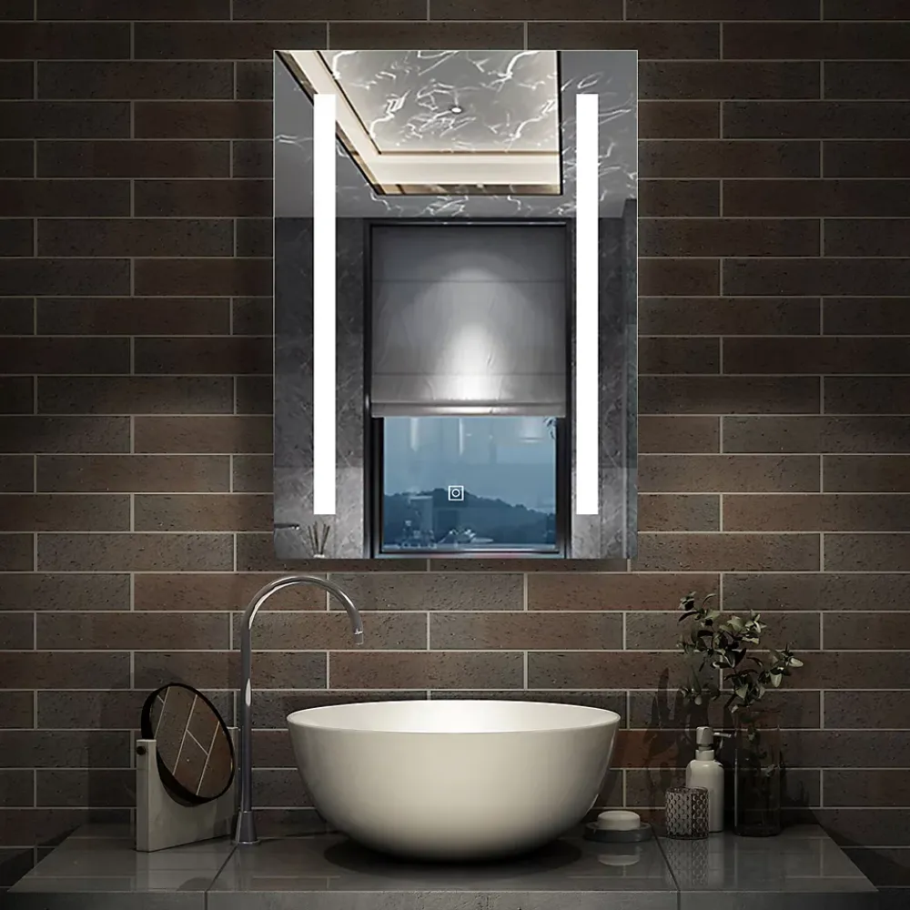 AICA Sanitaire Miroir de salle de bain 60x45cm avec gradation infinie, anti-buée et mémoire, miroir mural,