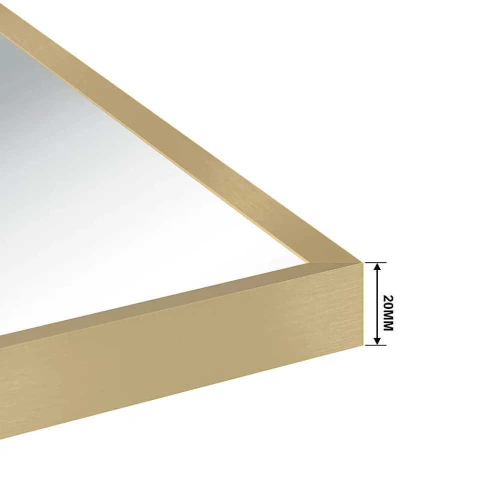 AICA Sanitaire Miroir de salle de bain 70x50cm Cadre carré miroir or mat suspendu, horizontalement et verticalement,