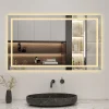 Miroir Lumineux|AICA Sanitaire Miroir de salle de bain 80x60cm Tri-color anti-buée LED avec mémoire et lumière gradation,