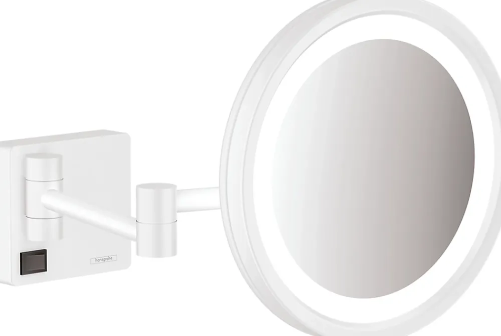 Miroir Grossissant Lumineux|Hansgrohe Miroir de salle de bains lumineux LED grossissant, blanc mat,