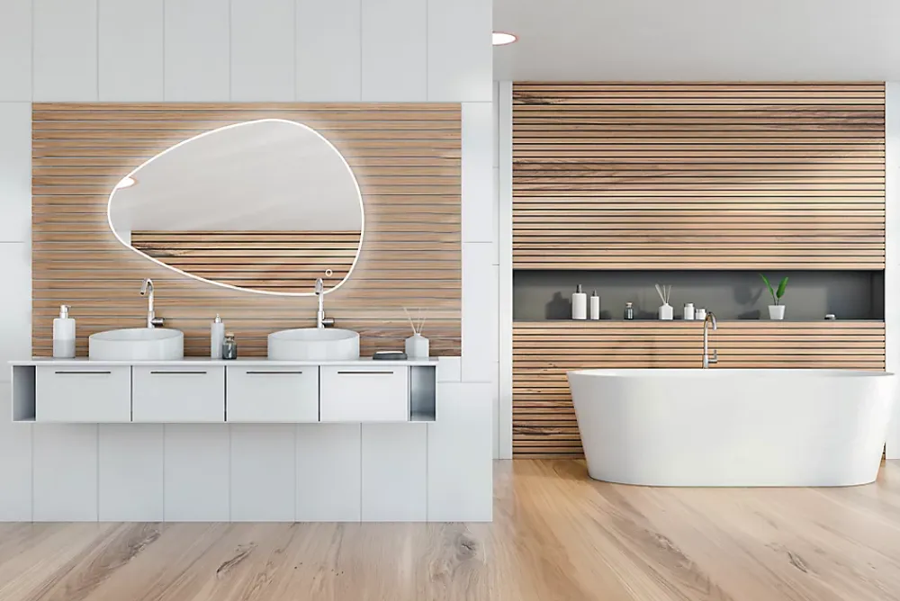 Miroir Lumineux|MPGlass Miroir de salle de bains lumineux LED 80 x 120 cm, argenté, Stone