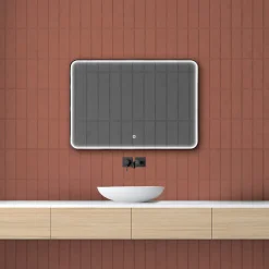 Miroir Lumineux|MPGlass Miroir de salle de bains lumineux LED rectangulaire l. 100 x H. 70 cm Denver