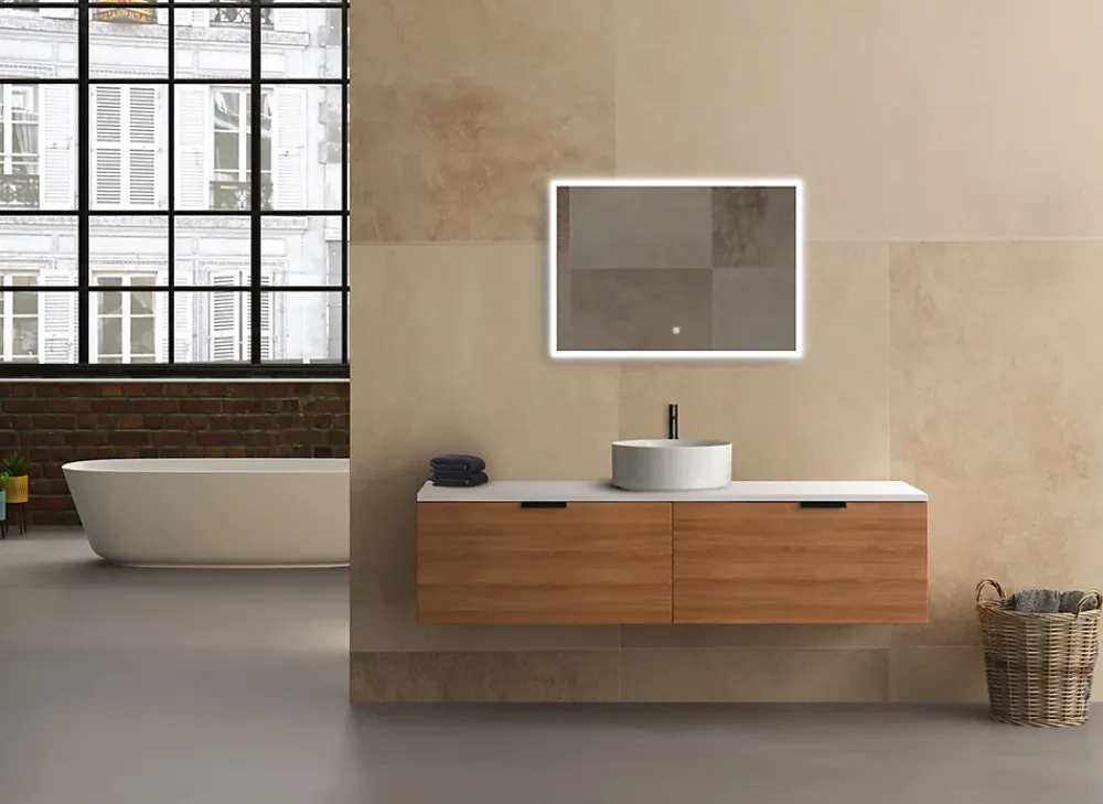 Miroir Lumineux|MPGlass Miroir de salle de bains lumineux LED rectangulaire l. 100 x H. 70 cm Bishop 2