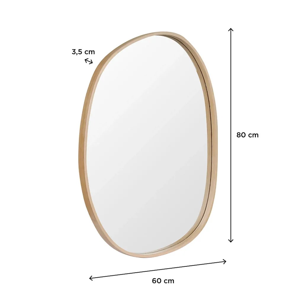 Miroir Simple|Homesight Miroir de salle de bains forme galet l.60 x H.80 cm, placage chêne, Thiam