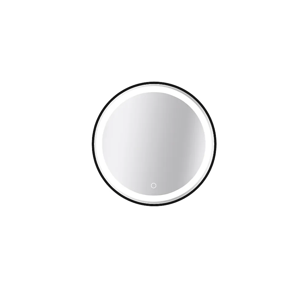 Miroir Lumineux|MPGlass Miroir de salle de bains lumineux LED noir rond Ø 60 cm, Naos