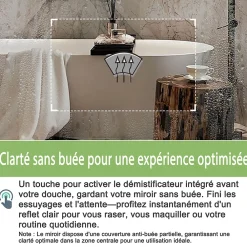Mon Beau bain Miroir de salle de bains rond 80x80 cm - Anti-Buée , Mémoire, LED,Miroir lumineux de salle de bains