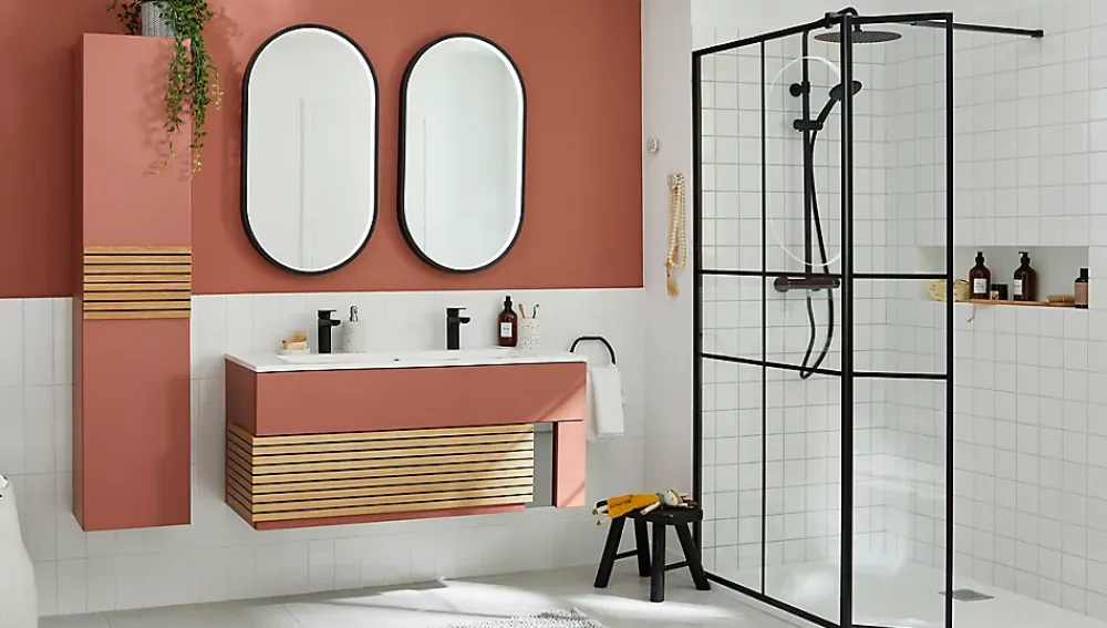 MPGlass Miroir de salle de bains lumineux LED noir rond Ø120 cm, Naos Black