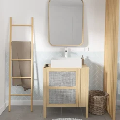 Miroir Simple|Homesight Miroir de salle de bains l.60 x H.80 cm, placage chêne, Thiam