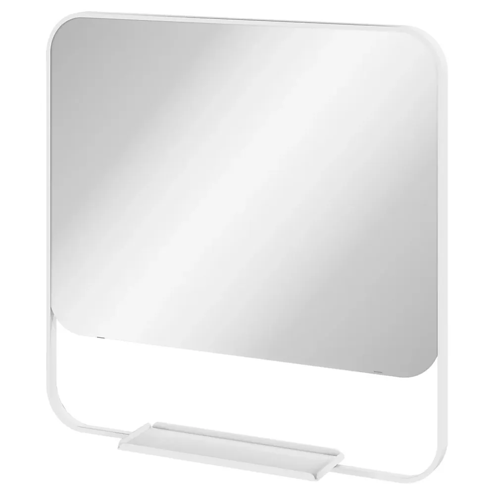 GoodHome Miroir de salle de bains mural blanc avec tablette l.60,5 x H.60.5 x P.12 cm, Maza