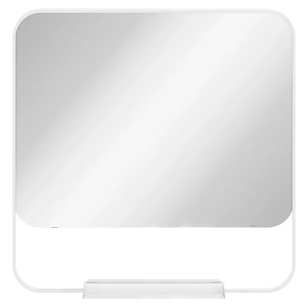 GoodHome Miroir de salle de bains mural blanc avec tablette l.60,5 x H.60.5 x P.12 cm, Maza