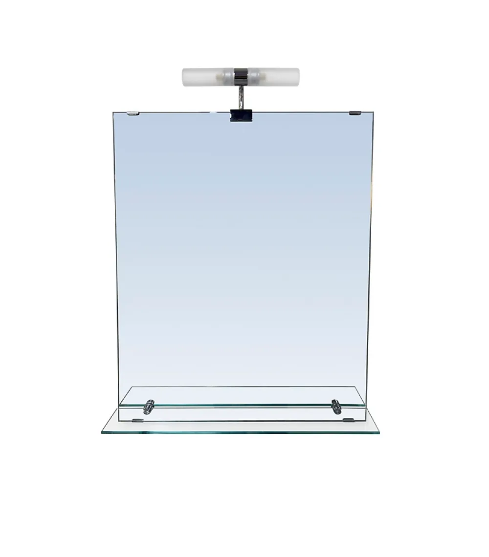Miroir Lumineux| Miroir de salle de bains lumineux LED avec étagère en verre l.50 x H.60 cm, GoodHome Clarach