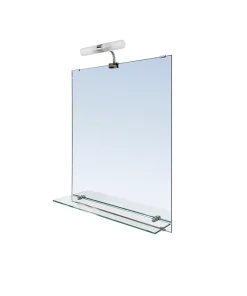 Miroir Lumineux| Miroir de salle de bains lumineux LED avec étagère en verre l.50 x H.60 cm, GoodHome Clarach
