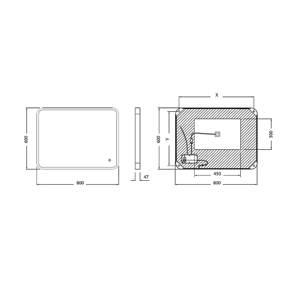MPGlass Miroir de salle de bains lumineux LED noir 60 x 80 cm, Lyon Chic
