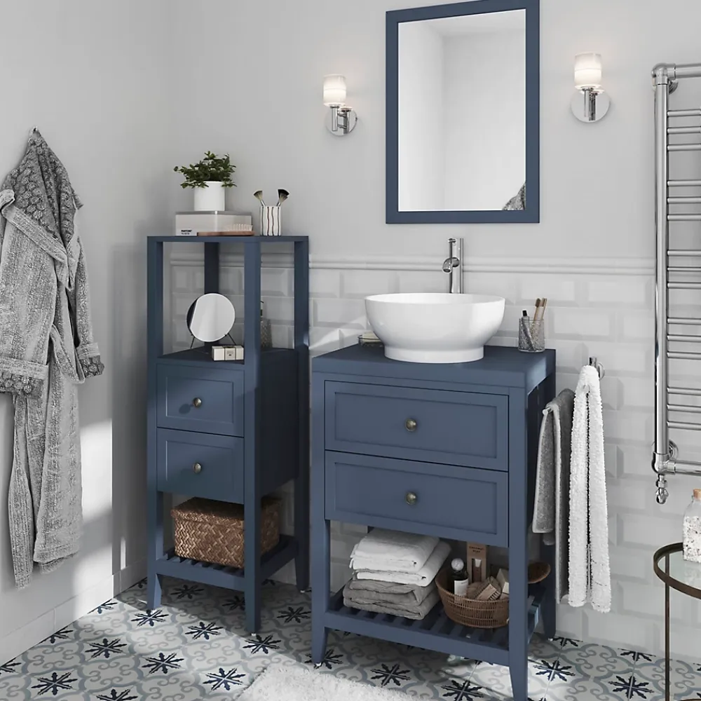 GoodHome Miroir de salle de bains bleu mat l.70 x L.50 x ép.1,6 cm, Perma