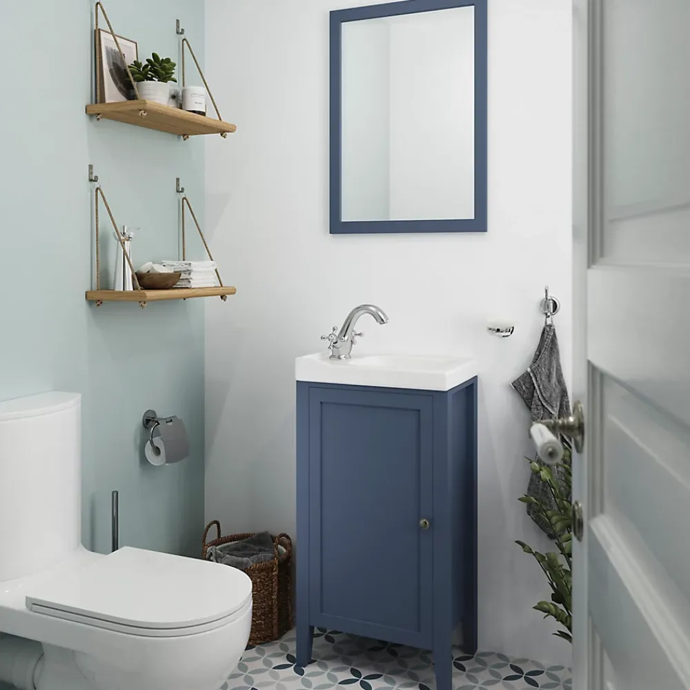 GoodHome Miroir de salle de bains bleu mat l.70 x L.50 x ép.1,6 cm, Perma