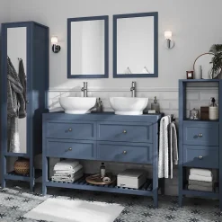 GoodHome Miroir de salle de bains bleu mat l.70 x L.50 x ép.1,6 cm, Perma